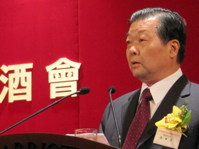 Mr. Zhang Guo Liang, Executive Chairman of the Hong Kong Media Preparatory Committee for the Celebration of National Day, Member of The National Committee of the Chinese People's Political Consultative Conference, and Chairman of the Hong Kong Federation of Journalists, speaking at the cocktail reception.