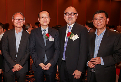 Mr Tai Kin-Man, The debuty Controller of Broadcasting RTHK(1st from left). Mr Yang Jian, Deputy Director-General of the Liaison Office of the Central People’s Government in the HKSAR(2nd from left). Mr Kit Szeto, Deputy director of the Preparatory Committee of Media Circles for National Day ,Director & CEO of DimSum TV(3rd from left). Mr Shin Lo-Sin, The Former Assistant Controller of RTHK
(1st from right).
  