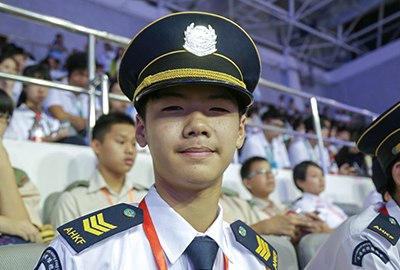 冼可飛，14歲，代表香港升旗隊總會，第一次來北京
