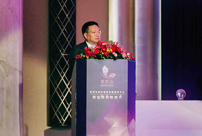 Professor Yuanjun, the Vice President of the Communication University of China delivers a speech