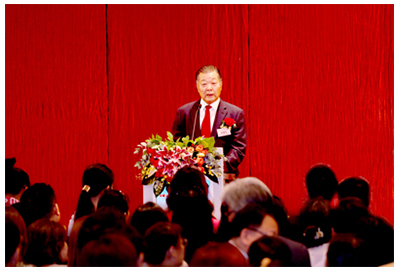 Mr. Zhang Guoliang, Chairman of the Executive Committee of the National Day Preparatory Committee, delivering a speech