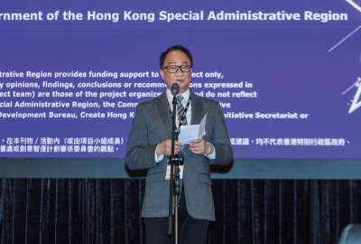 香港電視專業人員協會會長徐小明在開幕禮上致辭